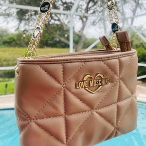 NWOT Love Moschino Borsa Pu Taupe Crossbody Bag